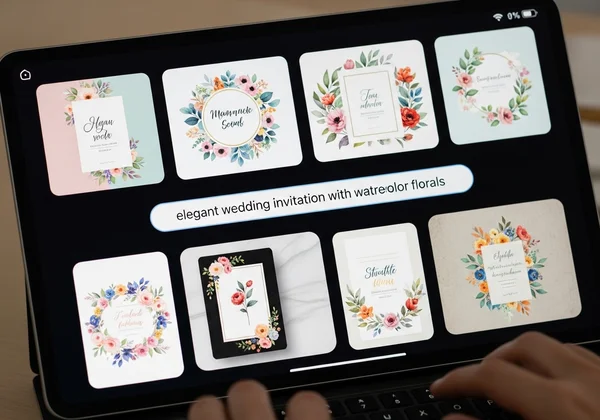 User inputs text prompt into AI invitation generator