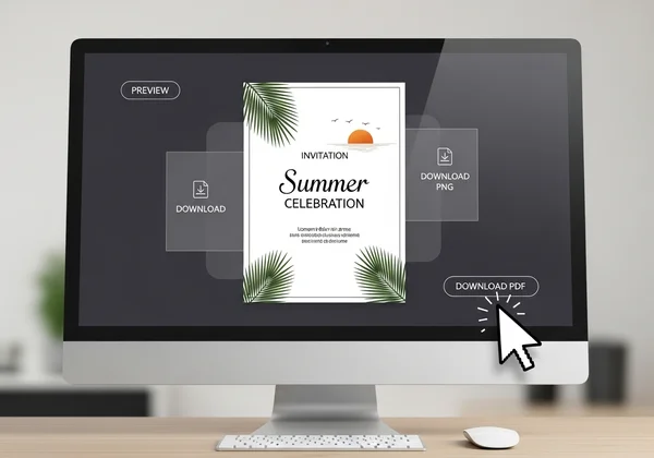Previewing and downloading a completed digital invitation