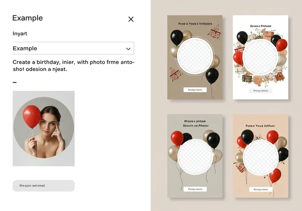 AI invitation maker interface with prompt box and generated designs